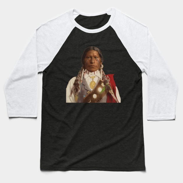 Native american with presidential medal of honor Baseball T-Shirt by ArianJacobs